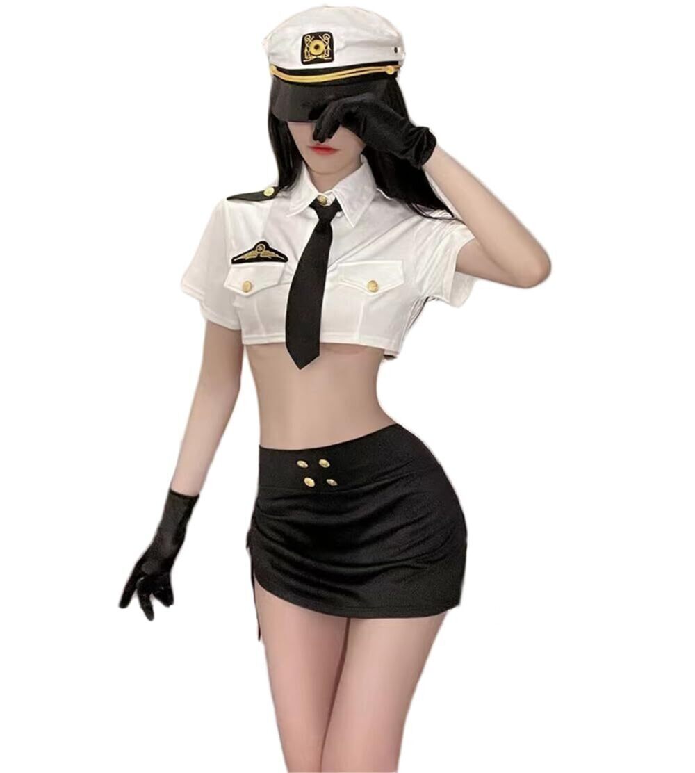 2952 Cosplay Costume Sexy Police Outfit Cop Lingerie Airline Stewardess